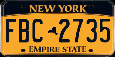 NY license plate FBC2735
