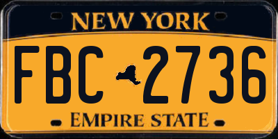 NY license plate FBC2736