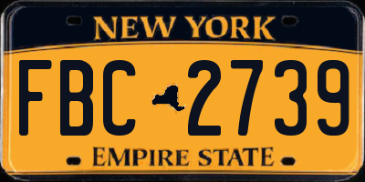 NY license plate FBC2739