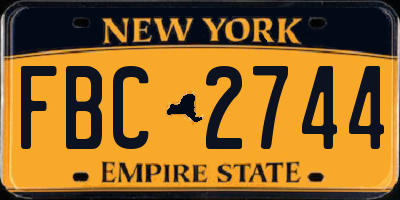 NY license plate FBC2744