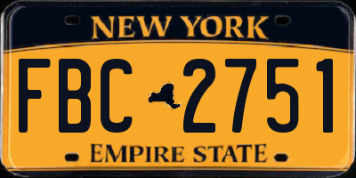 NY license plate FBC2751