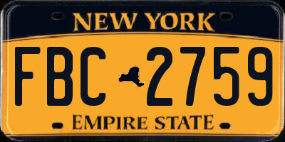 NY license plate FBC2759