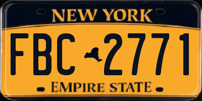 NY license plate FBC2771
