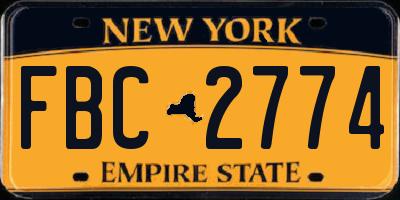 NY license plate FBC2774