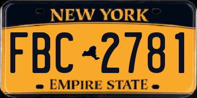NY license plate FBC2781