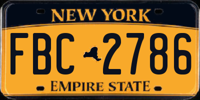 NY license plate FBC2786