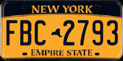 NY license plate FBC2793