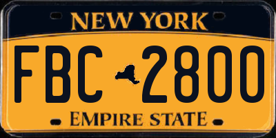 NY license plate FBC2800