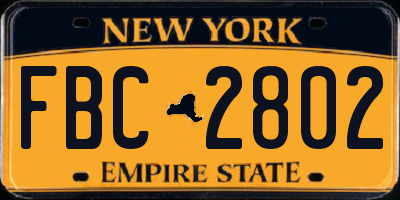 NY license plate FBC2802