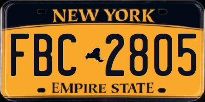 NY license plate FBC2805