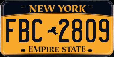 NY license plate FBC2809