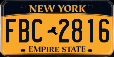 NY license plate FBC2816