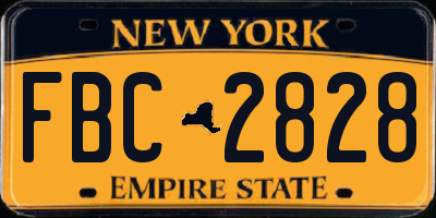 NY license plate FBC2828