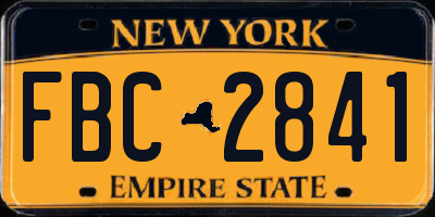 NY license plate FBC2841