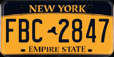 NY license plate FBC2847