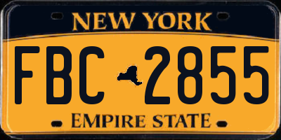 NY license plate FBC2855