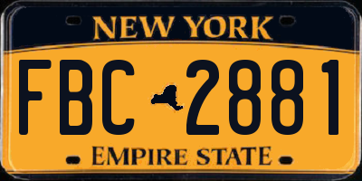 NY license plate FBC2881