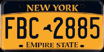 NY license plate FBC2885