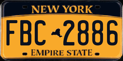 NY license plate FBC2886