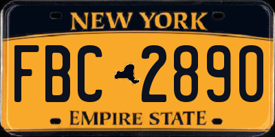 NY license plate FBC2890