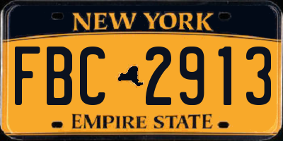 NY license plate FBC2913