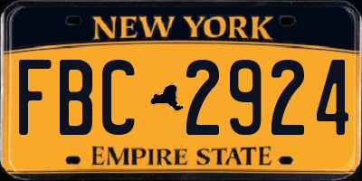 NY license plate FBC2924