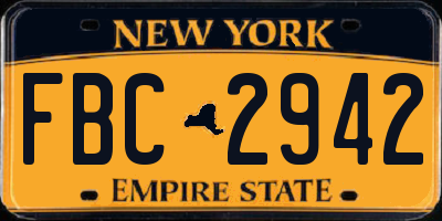 NY license plate FBC2942
