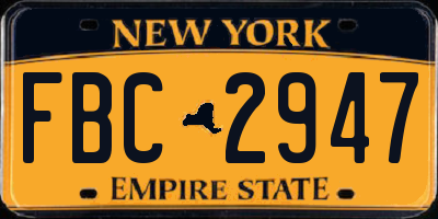 NY license plate FBC2947
