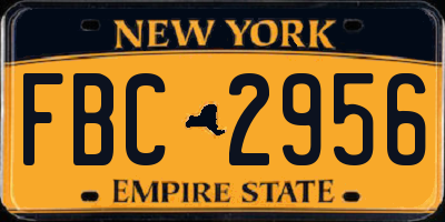NY license plate FBC2956