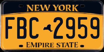 NY license plate FBC2959
