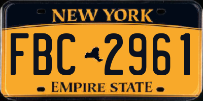 NY license plate FBC2961