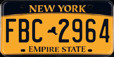 NY license plate FBC2964