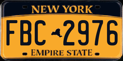 NY license plate FBC2976