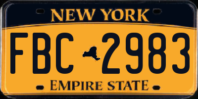 NY license plate FBC2983
