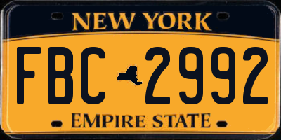 NY license plate FBC2992