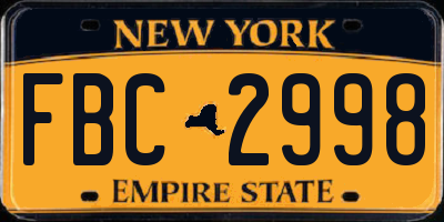 NY license plate FBC2998