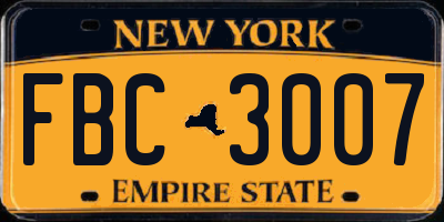 NY license plate FBC3007