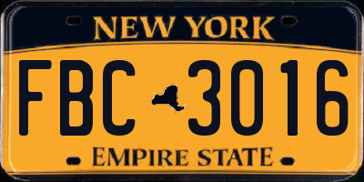 NY license plate FBC3016
