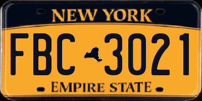 NY license plate FBC3021