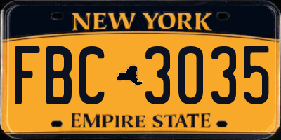 NY license plate FBC3035