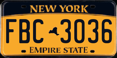 NY license plate FBC3036