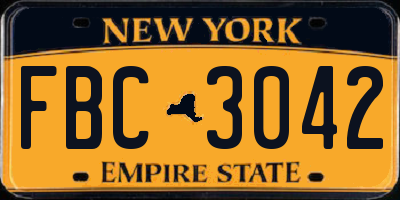 NY license plate FBC3042