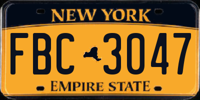 NY license plate FBC3047