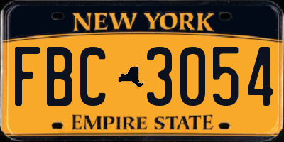 NY license plate FBC3054