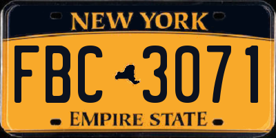 NY license plate FBC3071