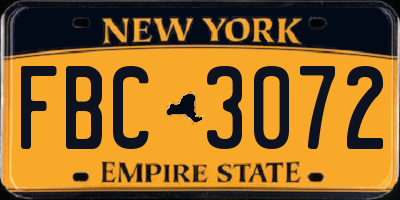 NY license plate FBC3072