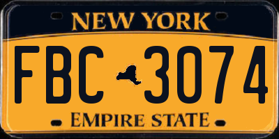 NY license plate FBC3074