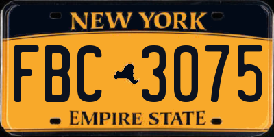 NY license plate FBC3075