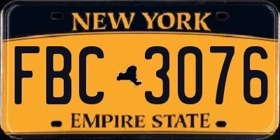 NY license plate FBC3076