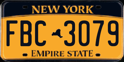 NY license plate FBC3079